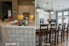 gray and white kitchen before and after
