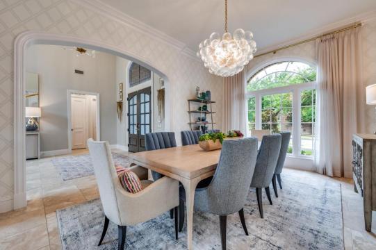 dining room with chandelier