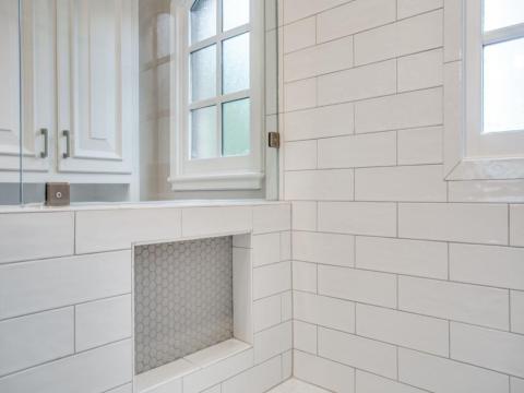 white bathroom tiles
