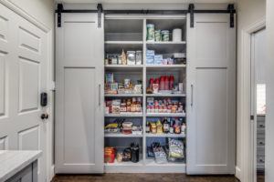 small space - pantry with sliding barn doors