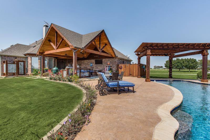 Outdoor Entertainment - outdoor living area with patio cover and pool seating