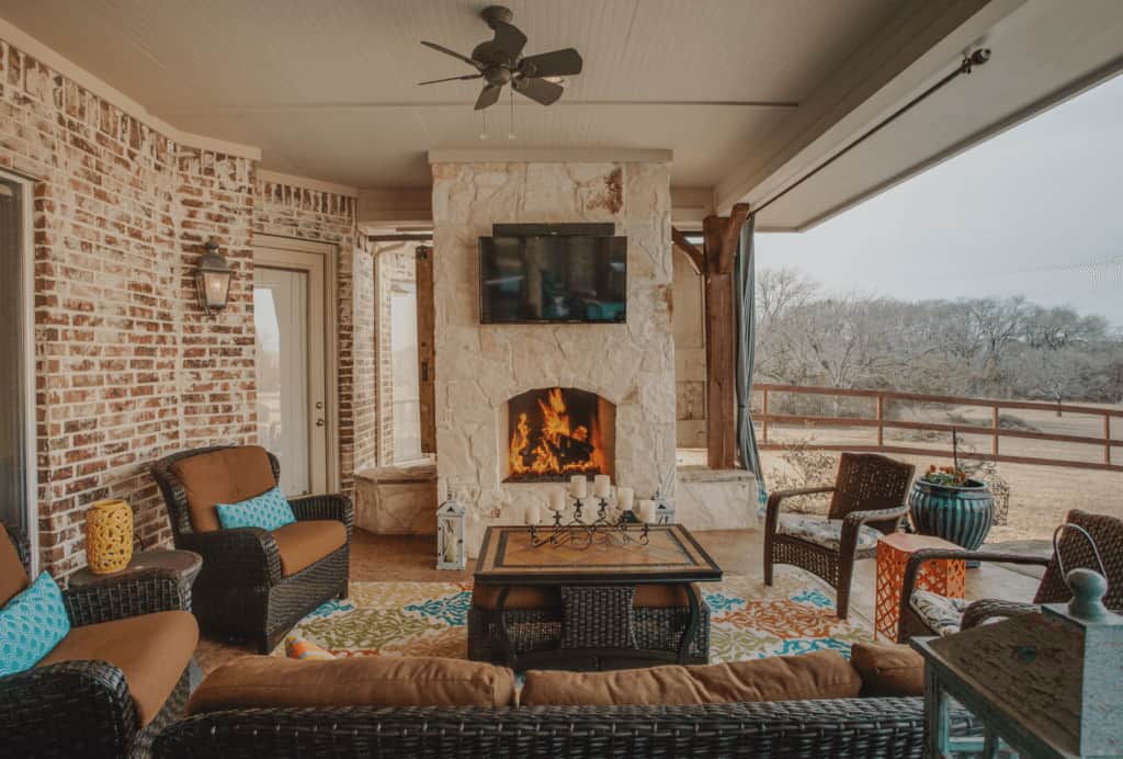 Outdoor Entertainment - outdoor living space with seating and tv