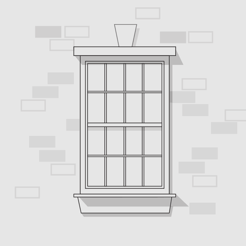 Window on brick wall illustration