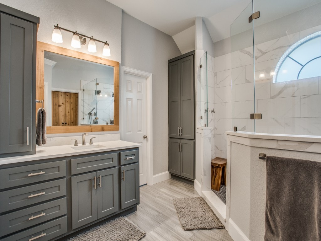 Bathroom Remodeling Cost - grey and white bathroom remodel