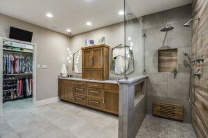 bathroom remodel - updated bathroom with natural materials