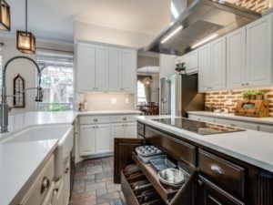 updated kitchen with pull out drawers and storage